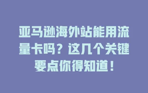 亚马逊海外站能用流量卡吗？这几个关键要点你得知道！