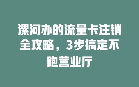 漯河办的流量卡注销全攻略，3步搞定不跑营业厅
