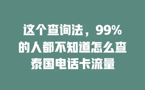 这个查询法，99%的人都不知道怎么查泰国电话卡流量