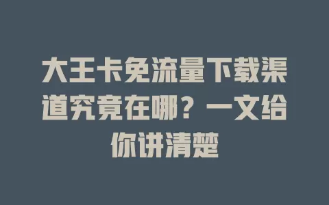 大王卡免流量下载渠道究竟在哪？一文给你讲清楚