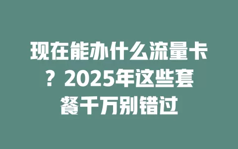 现在能办什么流量卡？2025年这些套餐千万别错过