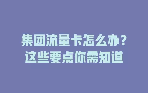 集团流量卡怎么办？这些要点你需知道