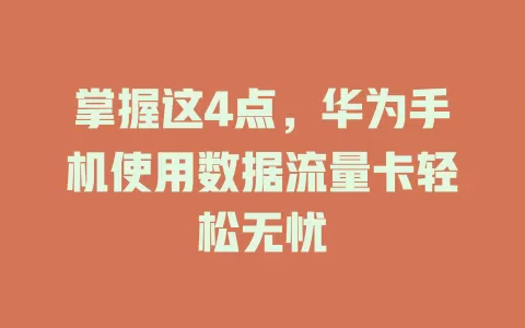 掌握这4点，华为手机使用数据流量卡轻松无忧