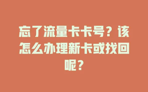 忘了流量卡卡号？该怎么办理新卡或找回呢？