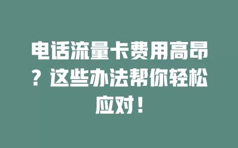 电话流量卡费用高昂？这些办法帮你轻松应对！