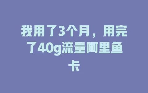 我用了3个月，用完了40g流量阿里鱼卡