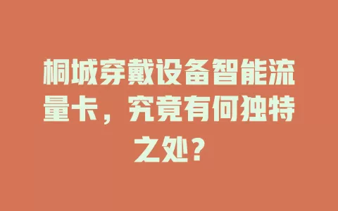 桐城穿戴设备智能流量卡，究竟有何独特之处？