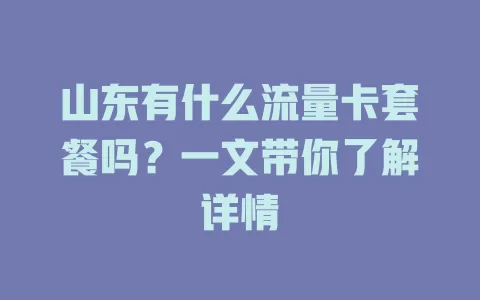 山东有什么流量卡套餐吗？一文带你了解详情