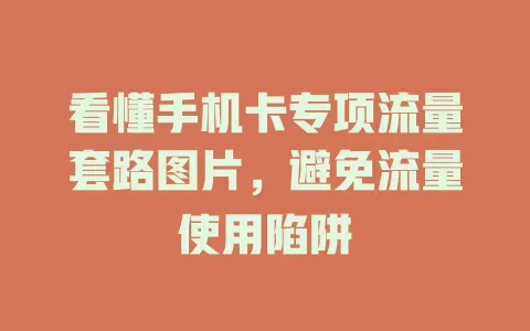 看懂手机卡专项流量套路图片，避免流量使用陷阱