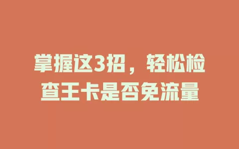 掌握这3招，轻松检查王卡是否免流量