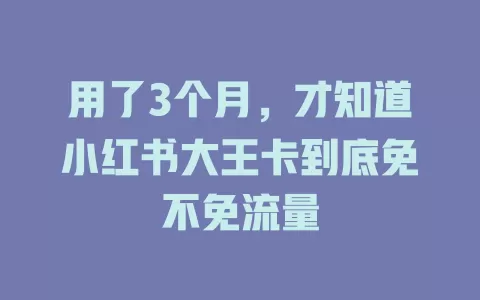 用了3个月，才知道小红书大王卡到底免不免流量