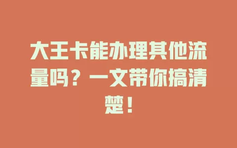 大王卡能办理其他流量吗？一文带你搞清楚！