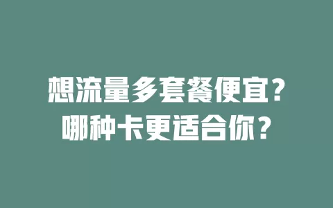 想流量多套餐便宜？哪种卡更适合你？
