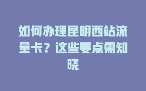 如何办理昆明西站流量卡？这些要点需知晓