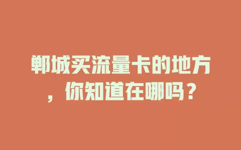 郸城买流量卡的地方，你知道在哪吗？