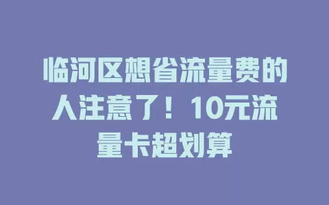 临河区想省流量费的人注意了！10元流量卡超划算