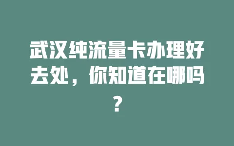 武汉纯流量卡办理好去处，你知道在哪吗？