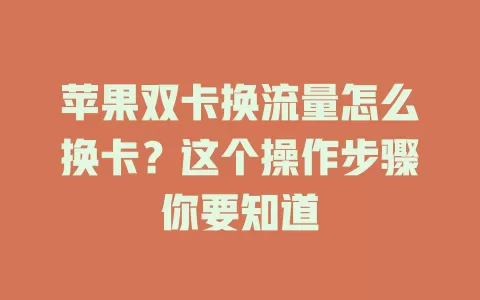 苹果双卡换流量怎么换卡？这个操作步骤你要知道