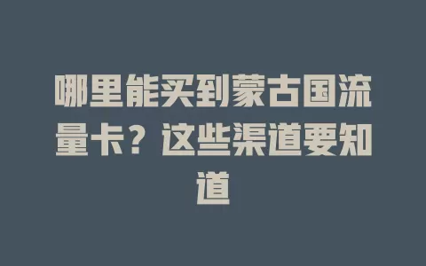 哪里能买到蒙古国流量卡？这些渠道要知道
