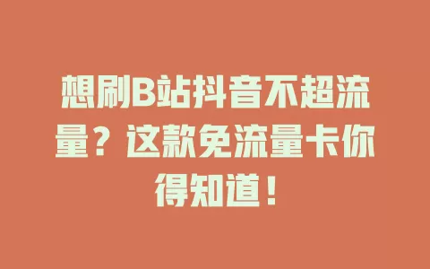 想刷B站抖音不超流量？这款免流量卡你得知道！