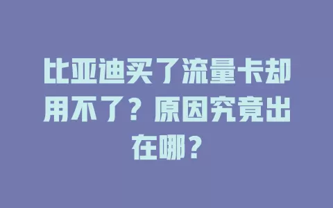 比亚迪买了流量卡却用不了？原因究竟出在哪？