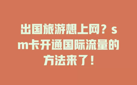 出国旅游想上网？sm卡开通国际流量的方法来了！