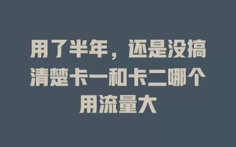 用了半年，还是没搞清楚卡一和卡二哪个用流量大