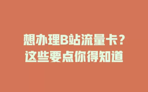 想办理B站流量卡？这些要点你得知道