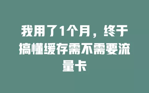 我用了1个月，终于搞懂缓存需不需要流量卡
