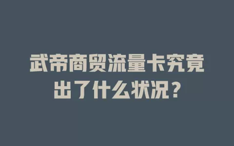 武帝商贸流量卡究竟出了什么状况？
