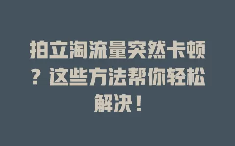 拍立淘流量突然卡顿？这些方法帮你轻松解决！