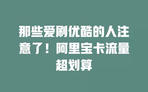 那些爱刷优酷的人注意了！阿里宝卡流量超划算