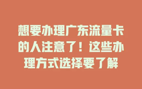 想要办理广东流量卡的人注意了！这些办理方式选择要了解