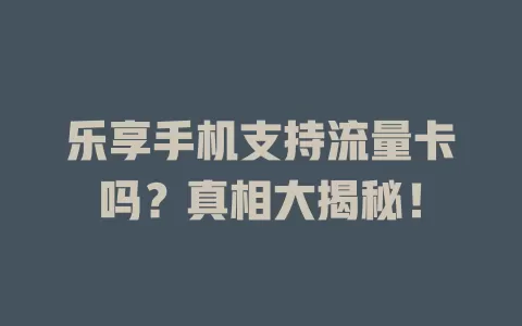 乐享手机支持流量卡吗？真相大揭秘！