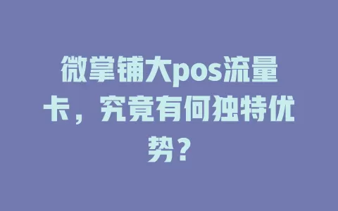 微掌铺大pos流量卡，究竟有何独特优势？