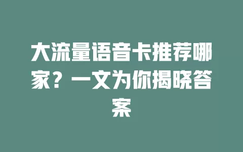 大流量语音卡推荐哪家？一文为你揭晓答案