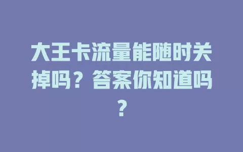 大王卡流量能随时关掉吗？答案你知道吗？