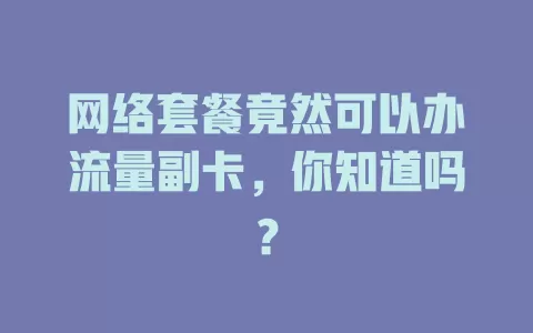 网络套餐竟然可以办流量副卡，你知道吗？