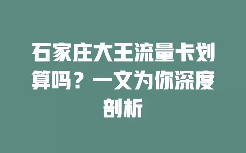 石家庄大王流量卡划算吗？一文为你深度剖析