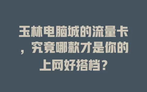 玉林电脑城的流量卡，究竟哪款才是你的上网好搭档？