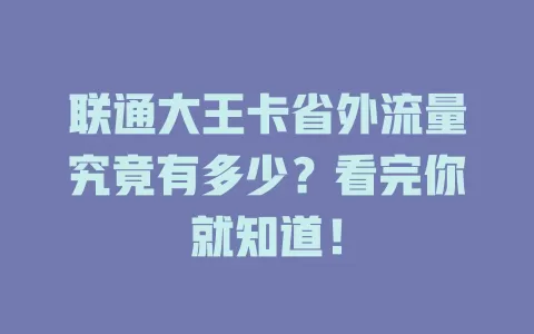 联通大王卡省外流量究竟有多少？看完你就知道！