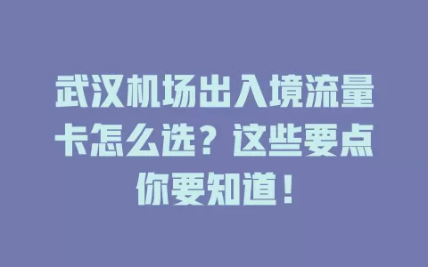 武汉机场出入境流量卡怎么选？这些要点你要知道！