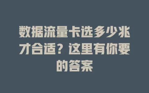 数据流量卡选多少兆才合适？这里有你要的答案