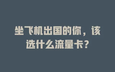 坐飞机出国的你，该选什么流量卡？