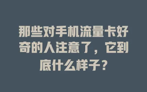 那些对手机流量卡好奇的人注意了，它到底什么样子？