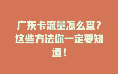 广东卡流量怎么查？这些方法你一定要知道！