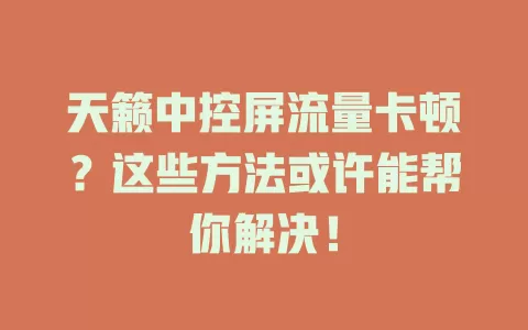 天籁中控屏流量卡顿？这些方法或许能帮你解决！
