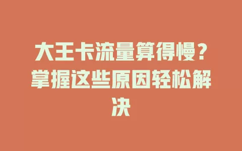 大王卡流量算得慢？掌握这些原因轻松解决