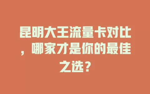 昆明大王流量卡对比，哪家才是你的最佳之选？