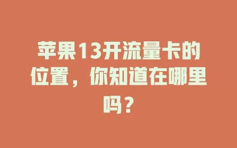 苹果13开流量卡的位置，你知道在哪里吗？